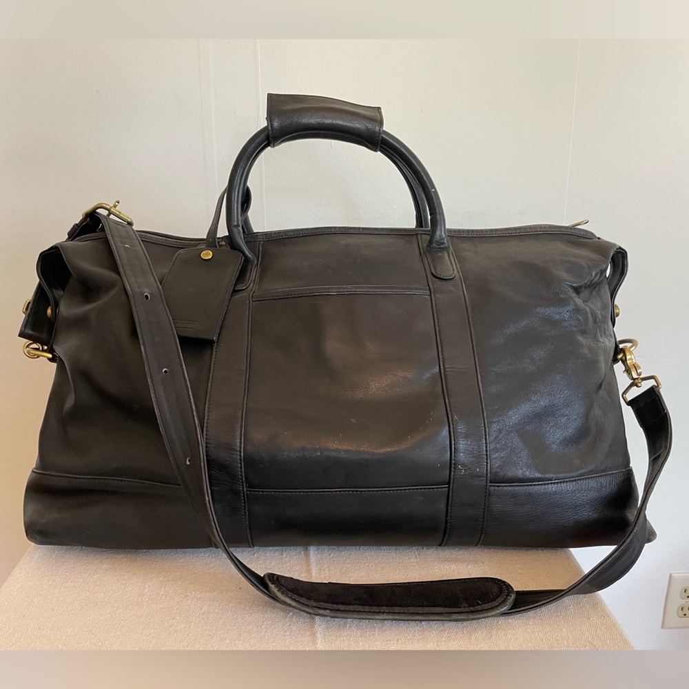 Coach black leather duffle/carryon